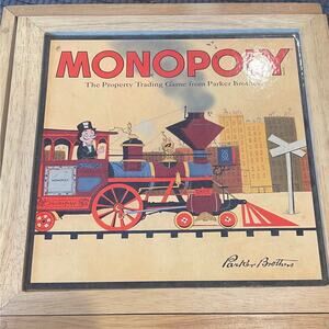 Monopoly Train Nostalgia Board Game 2001 Slide Top Box Parker Bros 100%Complete